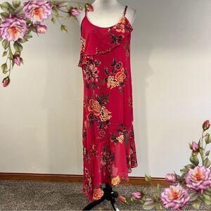 Xhilaration crimson Pink color floral‎ midi Dress size medium